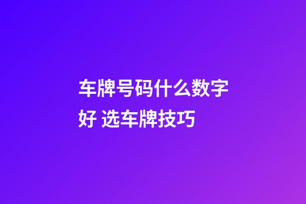 车牌号码什么数字好 选车牌技巧